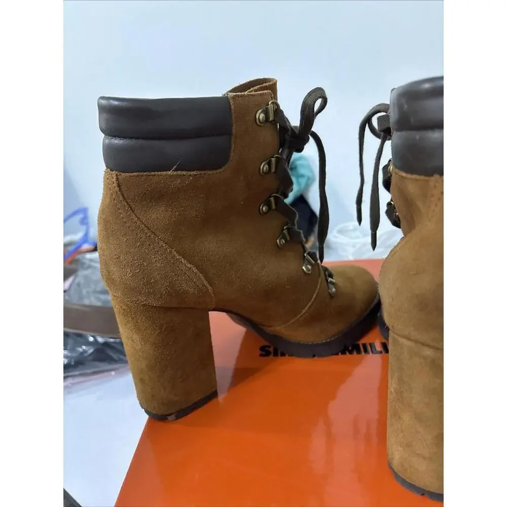 Sam Edelman Carolena Brown‎ Suede Lace Up Ankle Hiker Booties Women’s Size 7.5